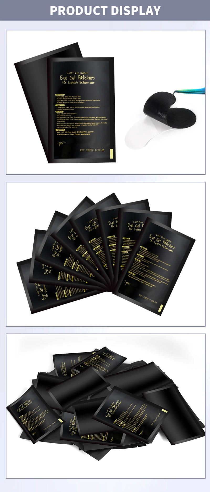 Description Picture 6 of item50pairs Padding UV Black Patches Eyelash Extension Eye Gel Patches Hydrogel Patch Eyelashes Makeup Stickers