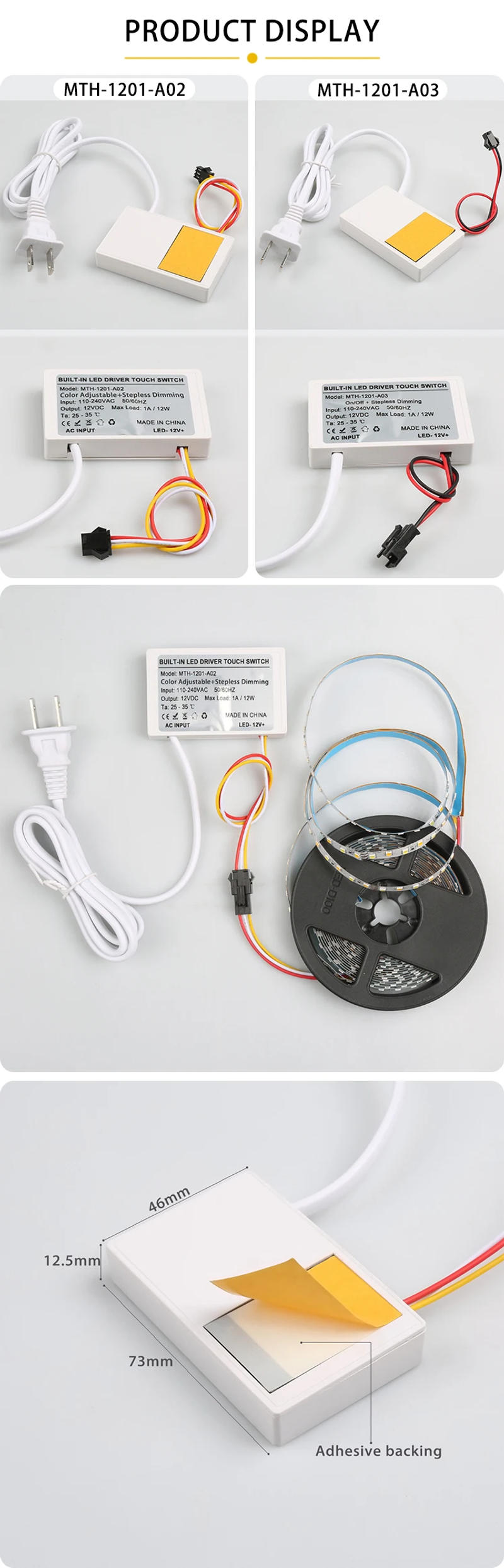 Description Picture 4 of item110V 220V Single Button Smart 12V 1A LED Light Bathroom Mirror Touch Sensor Switch