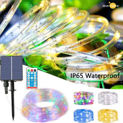 Solar Led Lights Outdoor String Solar Powered Rope Strip Lights Waterproof Tube Rope Fairy Garland Light Strings 32m/22m/12m/7m