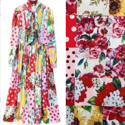 Luxury Brand Digital Printed Flower Polka Dots Pattern Stretch Satin Twill Fabric Fabrics Dress DIY Sewing Skirt Shirt Material