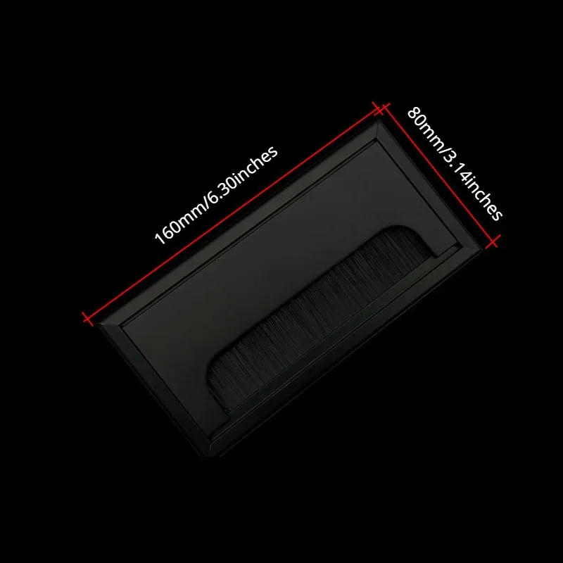 Description Picture 4 of item10pcs 80*160mm Square Rectangle PC Desk Wire Hole Cover With Brush Aluminum Alloy Office Desk Table Cable Fastener Accessories