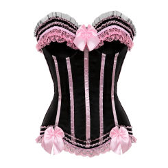 Sexy Corset Lingerie With Bow Lace Corset Tops Victorian Sexy Lace Up Boned Overbust Bustier Waist Cincher Body Shaper Corselet
