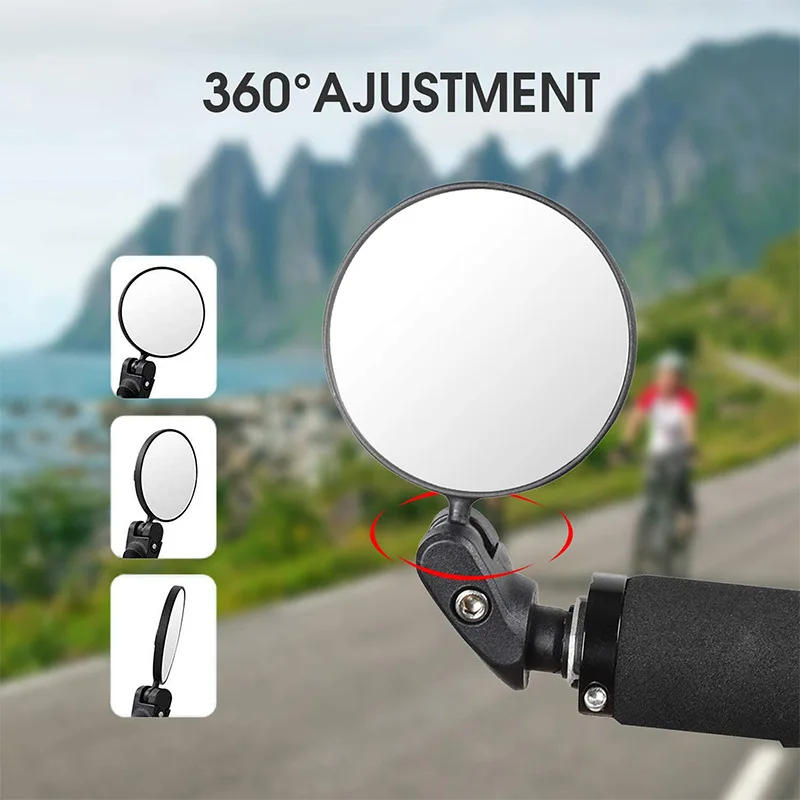 Description Picture 5 of item1/2PCS Universal Bicycle Rearview Mirror Adjustable Rotate Wide-Angle Cycling Handlebar Rear View for MTB Road Bike Accessories