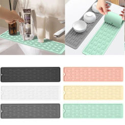 Foldable Silicone Kitchen Faucet Mat Sink Sponge Drain Rack Mat Faucet Splash Catcher Bathroom Countertop Protector Long Mat