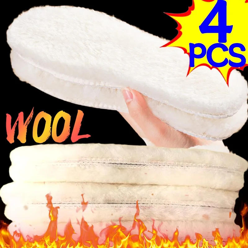 Description Picture 4 of item2/4Pcs Self Heated Wool Insoles Women Men Winter Thicken Warm Natural Lamb Fleece Insoles Cashmere Thermal Real Wool Shoe Pads