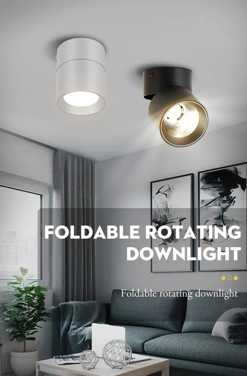 Description Picture 2 of itemSpot LED Downlight Ceiling Aluminum Spot Adjustable Down Lamp 10W 15W Ceiling Folding Spotlight For Living Room Indoor Lighting
