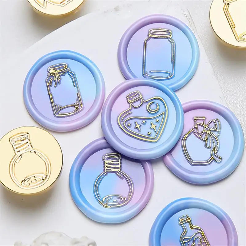 Description Picture 6 of itemEmpty Bottle Series Element Pattern Wax Seal Stamp Copper Head Retro Stamp Shape Sealing Scrapbooking Craft Wedding Decorative