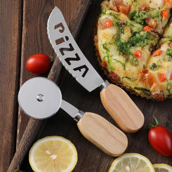 Stainless Steel Pizza Single Wheel Cut Tools Pastry Roller Cutter Pizza Cutter Oak Handle Pizza Knife Cake Baking Supplies