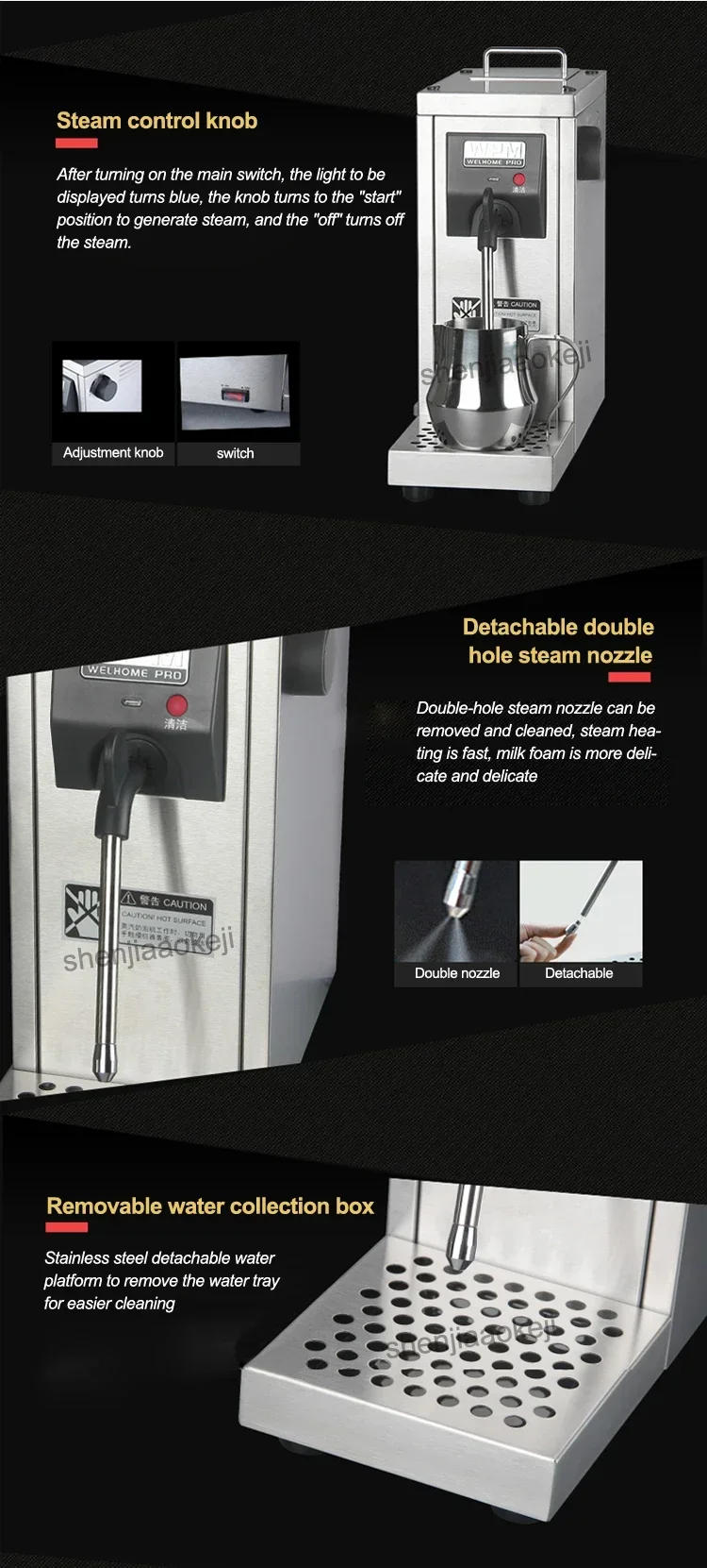 Description Picture 5 of itemSteam Generator Steam Milk Whisk Coffee Lahua Milk Frother Milk Beverage Machine