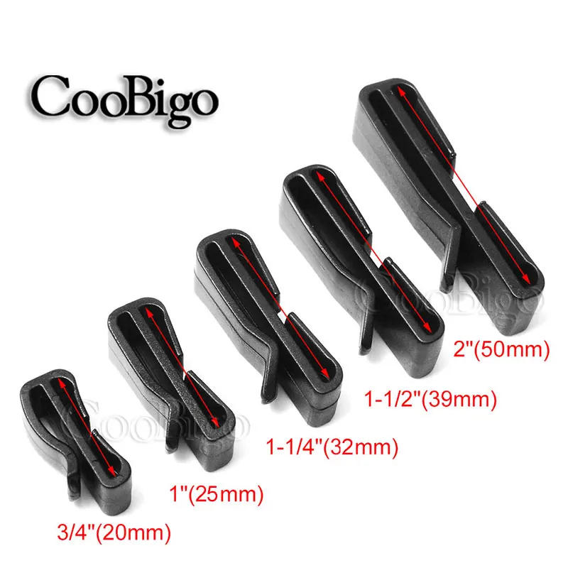 Description Picture 3 of item10pcs Slip Keeper Buckle Slider Loop Clip Adjustable for Outdoor Backpack Bag Belt Strap Webbing Plastic Black 20 25 32 38 50mm