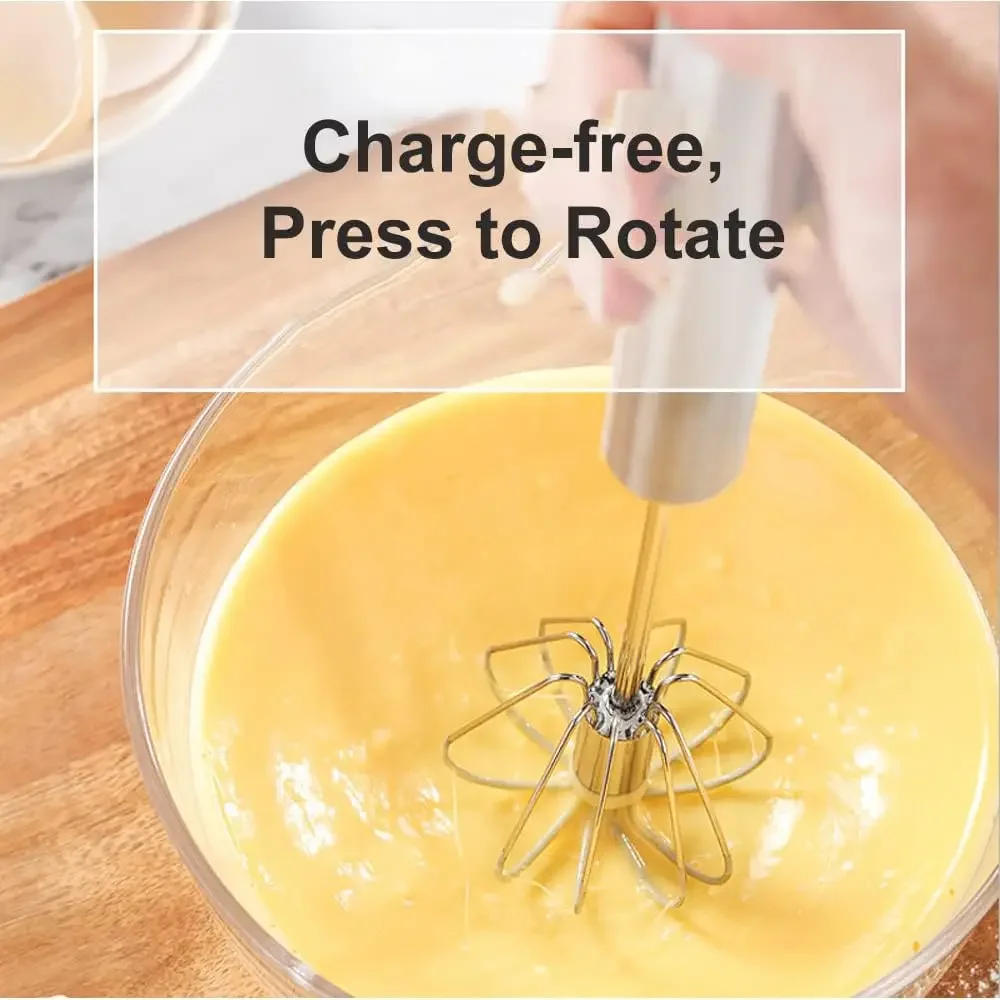 Description Picture 5 of itemStainless Steel Whisk Hand Pressure Egg Beater Manual Semi-automatic Rotating Egg Tools Stiring Cream Mixer Kitchen Baking Tools