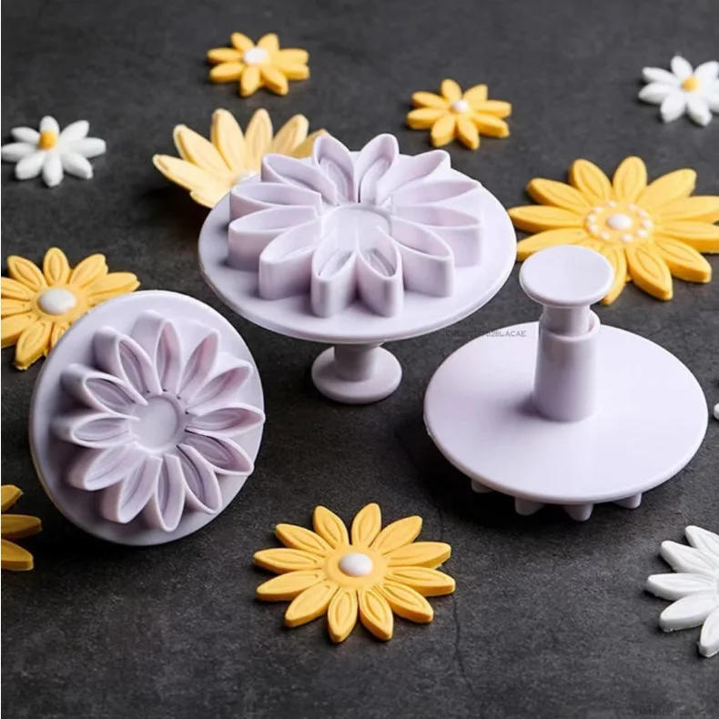 Description Picture 4 of item4PCS Push-type Cookie Cutter Spring Mold Cookie Mold Biscuit Daisy Flower Mold DIY Pastry Cake Molds Fondant Stamp Cake Tools