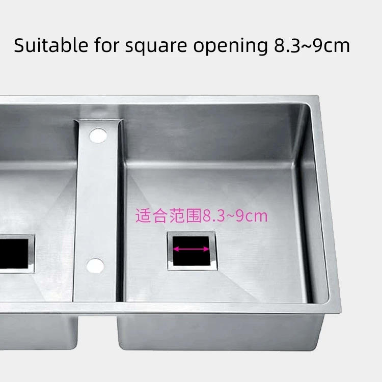 Description Picture 4 of itemStainless Steel Sink Square Drainer Kitchen Drains Strainers Filter Dregs Deodorant Hose Flume with Overflow Kitchen Accessories