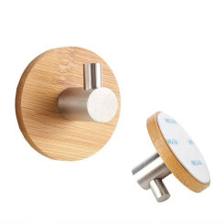 Natural Bamboo Hooks for Clothes Hats Holder Wall-mounted Punch Free Bathroom Towel Hanging Hook Wardrobe Kitchen Organizers