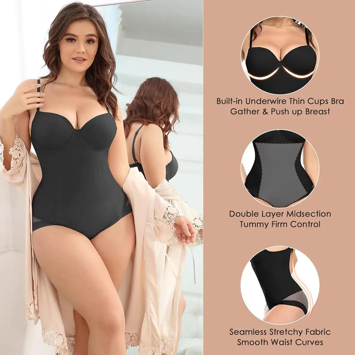 Description Picture 5 of itemBra Shapewear Bodysuit Women Butt Lifter Waist Trainer Corset Modeling Strap Reductive Girdles Slimming Underwear Body Shaper
