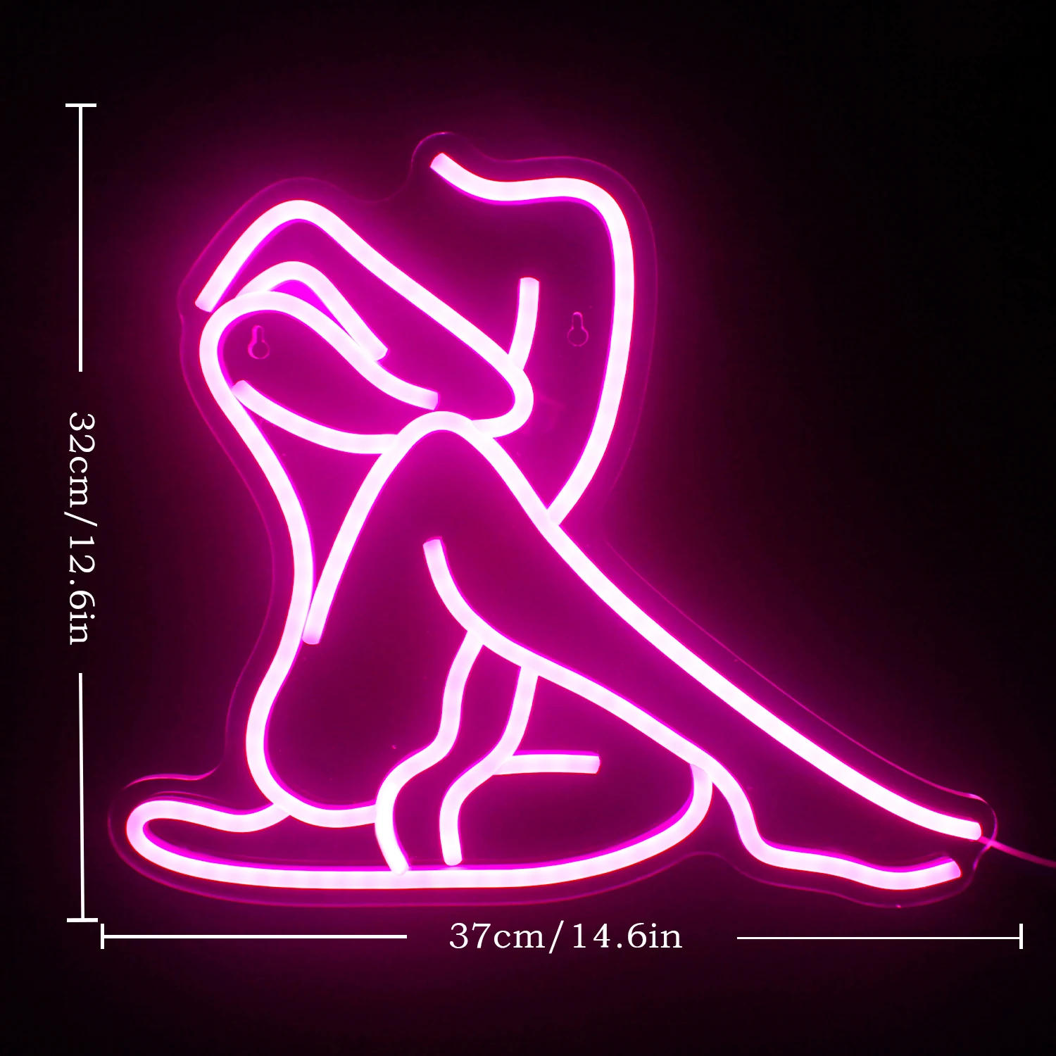 Description Picture 3 of itemPink Lady Neon Signs Sexy Sitting Naked Woman LED Lights Dimmable Wall Light Up Sign Wedding Party Bar Bedroom Room Decor Gift