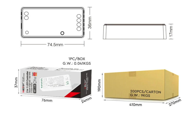 Description Picture 2 of itemMiboxer (WIFI+2.4G) LED Controller Single Color/CCT/ RGB/ RGBW/ RGB+CCT Smart LED Controller FUT035W FUT036W FUT037W