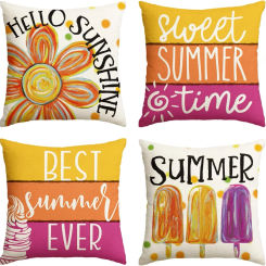 Summer - vibe Colorful Energetic PillowcasesBedroom Living Room Sofa Home Decor Polyester Cushion Cover with Zipper