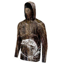 Fishing Clothes Camouflage Long Sleeve T-Shirt Face Mask Men Fishing Shirts UV Protection Breathable Hooded Angling Clothing