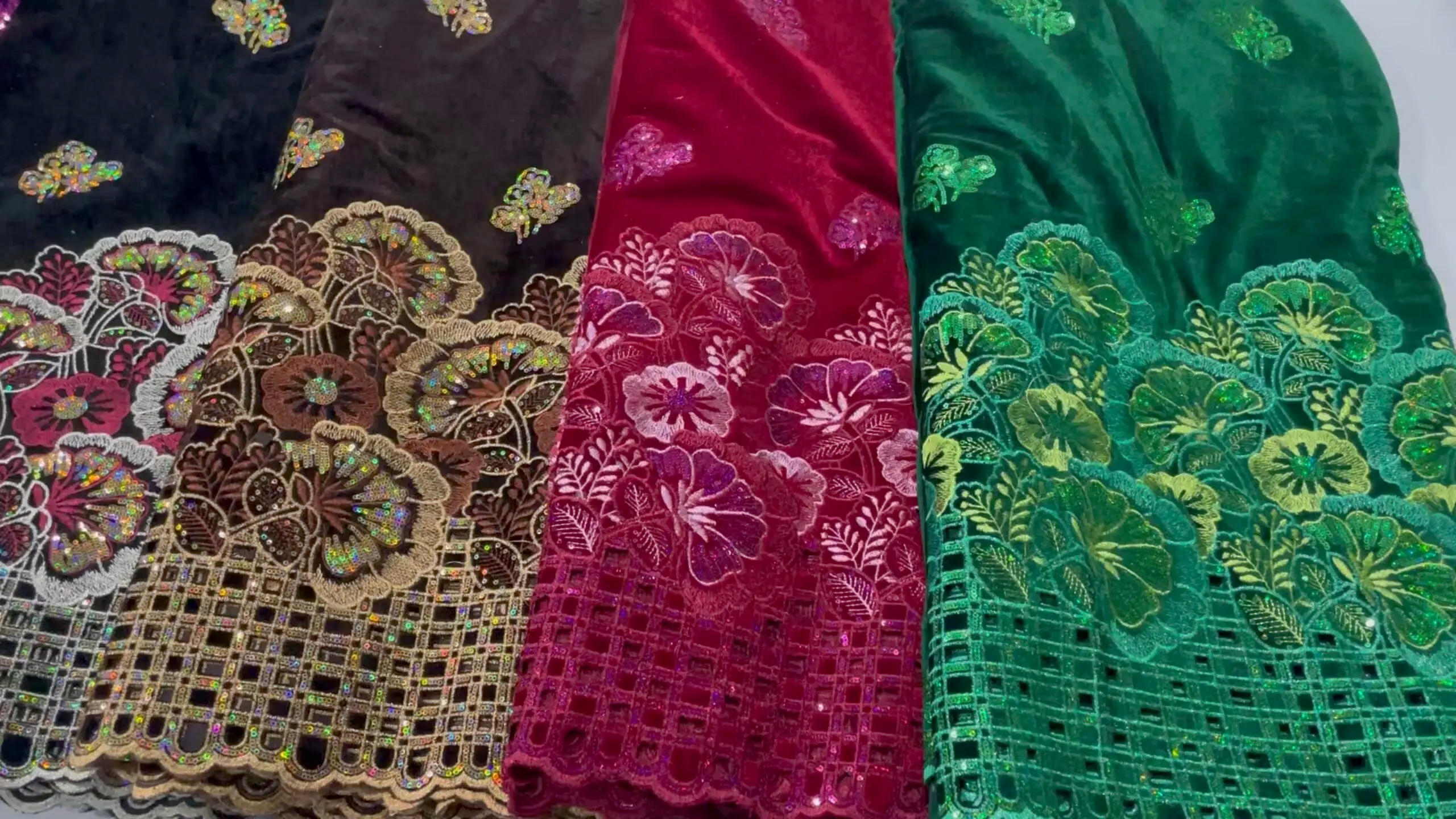 Description Picture 4 of itemVelvet Lace Fabric 2024 High Quality Nigerian African French Velvet Sequins Guipure Cord for Party Evening Dresses Kiteng Fabric