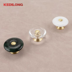 KEDLO Original Modern Luxury Brass Marble Cabinet Handle Transparent Crystal Drawer Pull Knob