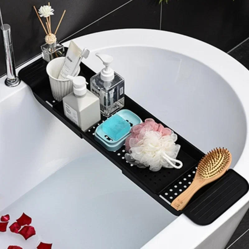 Description Picture 5 of itemMulti-Function Retractable Bathtub Storage Rack Bath Tray Shelf Tub Towel Storage Shelf Kitchen Sink Drain Holder