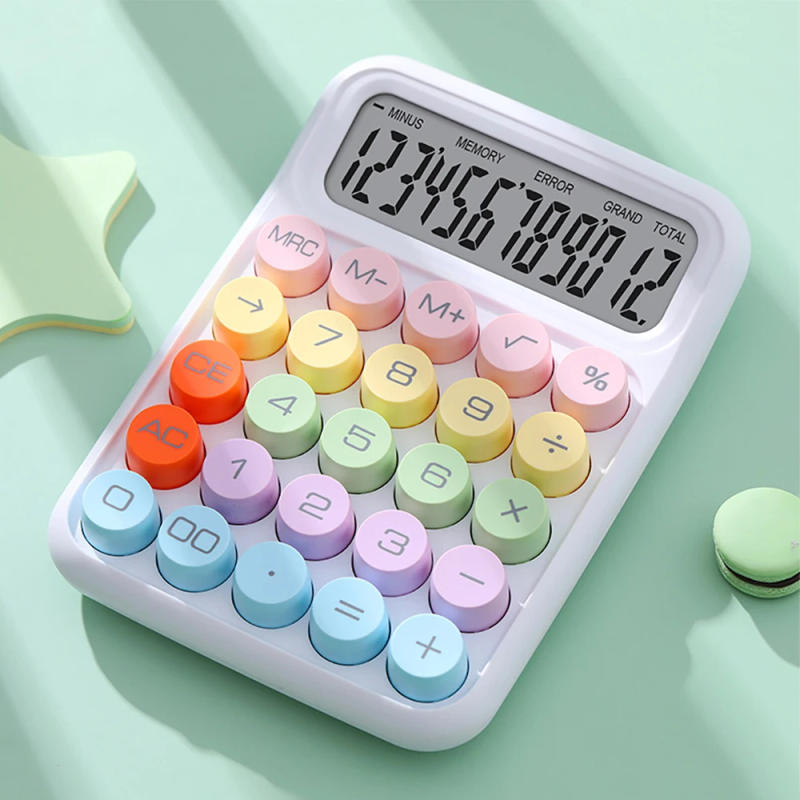 Description Picture 2 of itemNew Ins Dopamine Candy Color Calculators Large Display Mechanical Dot Keyboard Back School Supplies Students /Finance Stationery