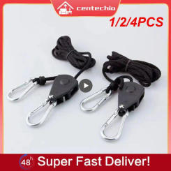 1/2/4PCS Heavy Duty Adjustable Rope Grow Light Ratchet Rope Grow Light Lamp Glass Temperature and Humidity Monitor for Grow Tent