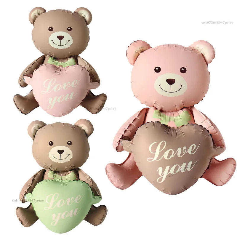 Description Picture 2 of item4D Big Bear Foil Balloon Love Heart Wedding Decoration For Kids Birthday Party Decor Helium Globos Baby Shower Bow Tie Balloon
