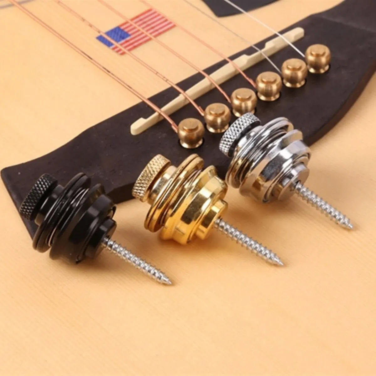 Description Picture 6 of item1 Pcs Guitar Strap Lock Heavy Duty Metal Button Security Straplock for Electric Acoustic Guitar Bass Ukulele
