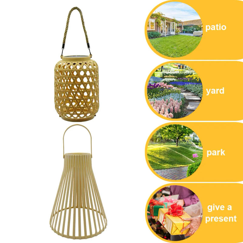 Description Picture 6 of itemOutdoor Solar Hanging Lantern Solar Rattan Lantern IP55 Waterproof Solar Powered Retro Pendant Light for Yard Patio Lawn Pathway