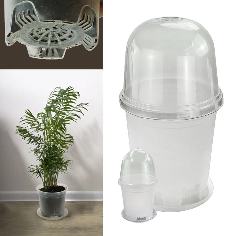 Description Picture 5 of item2PCS Clear Propagation Pot Garden Plastic Thickened Rooting Control Flower Pot with Humidity Dome and Tray Plants Warm Container