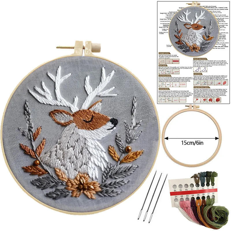 Description Picture 5 of itemChristmas Embroidery Kit Gnome Santa Cross Stitch Kit with Instructions Floss Neddles Kit for Christmas Decor