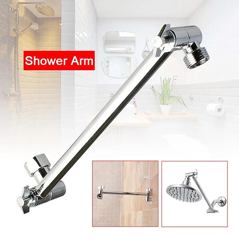 Description Picture 2 of itemAdjustable Angle Arch Design Shower Extension Arm Wall Mount For Bathroom Showering Head 11 Inch Universal Connection Brass