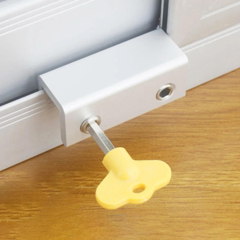 Description Picture 5 of itemAluminum Alloy Door Window Key Lock Restrictor Safety Sliding Cabinet Locks  Hardware for Baby Kids Safety