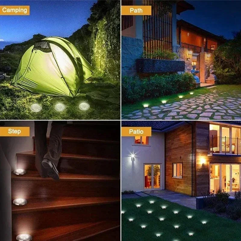 Description Picture 4 of item8/20LED Solar Power Disk Light Outdoor Garden Solar Underground Light Deck Light Spotlight Buried Solar Led Lamp Garden Decor