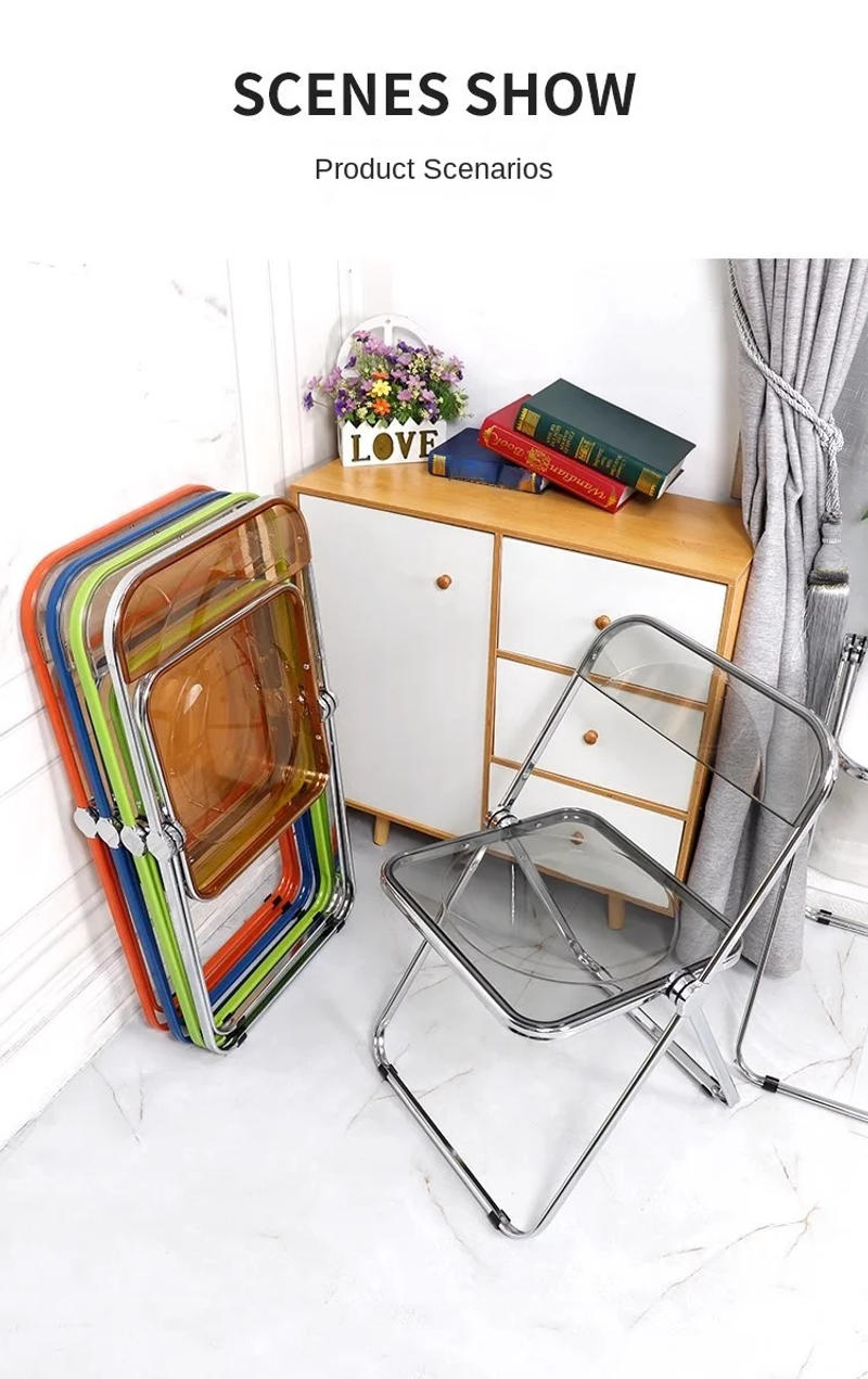 Description Picture 3 of itemX&D Transparent Folding Chair Modern Simple Home Fashion Dining Chair Acrylic Clothing Store Milk Tea Shop Leisure Folding Chair
