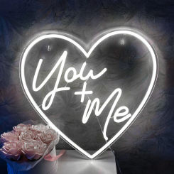 You And Me Neon Sign Wedding Backdrop Wall Decor USB Light Sign For Proposal Decor Wedding Party Valentines Day Neon Dimmable