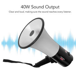 Blow Horn  Speaker Portable Megaphone Bullhorn Outdoor Handheld Blow Horn  Speaker 40W with Lithium Battery Megaphone