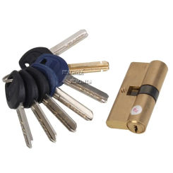 Thumb Turn Euro Profile Cylinder Barrel 5 Pin Lock Brass Satin Nickel Finish 65mm(32.5x32.5mm) With 7 Keys
