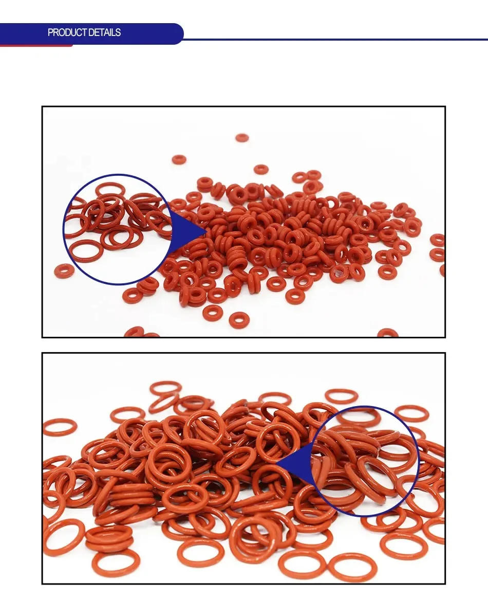 Description Picture 2 of itemThickness1.8mm CS Red VMQ silicon Rubber O-rings Seals Gasket Washer temperature resistant Waterproof soft silicone ring