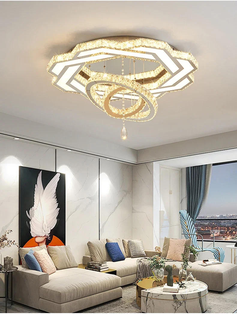 Description Picture 4 of itemNew Luxury Crystal Chandelier Modern Living Room Chandelier Dining Room Bedroom Ceiling Light Home Decoration Lighting Fixtures