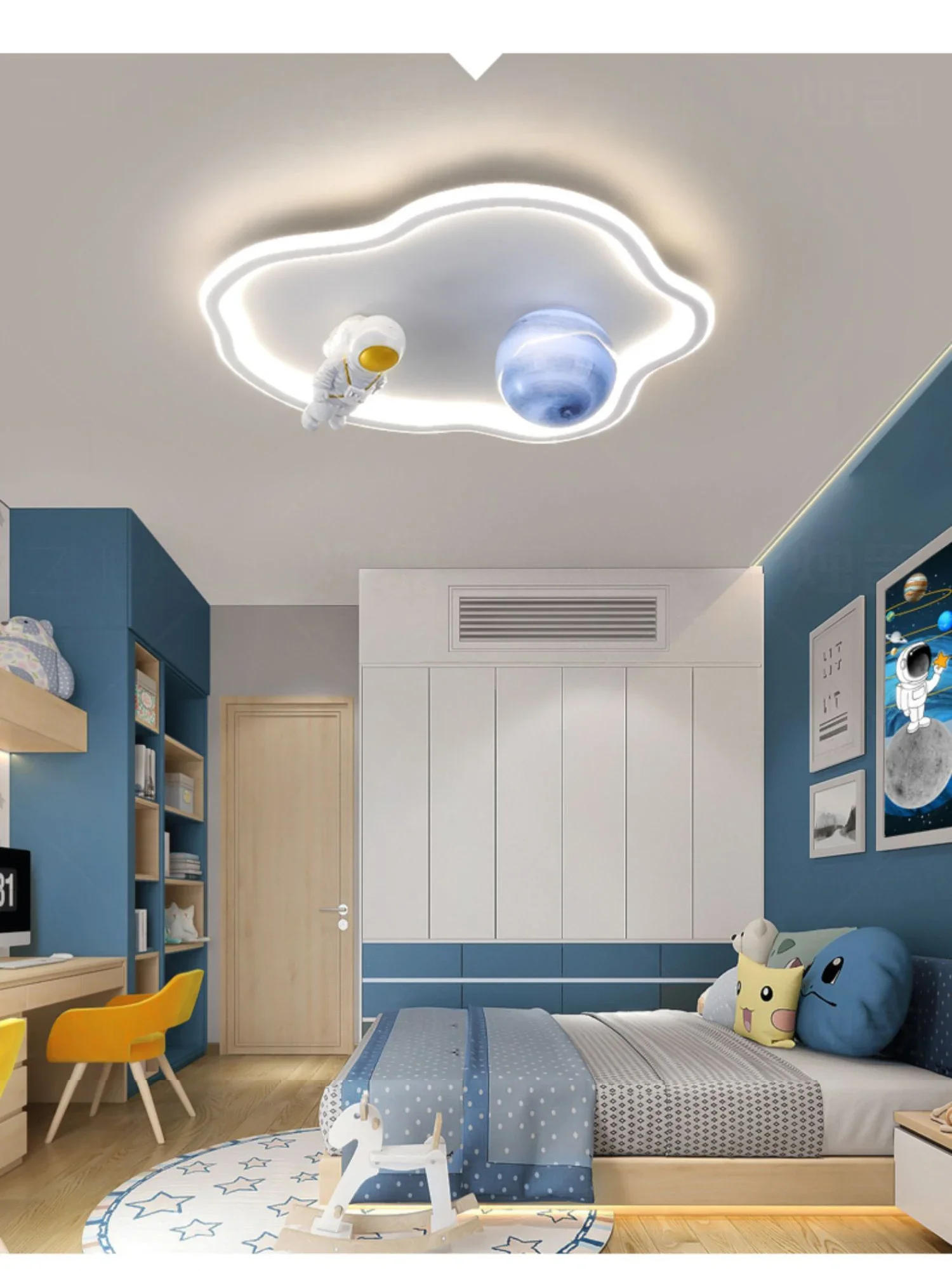 Description Picture 4 of itemModern Ceiling Chandelier Light For Children's Room Bedroom Study Kids Baby Astronaut  Moon Design Gold White Home Indoor Lamps