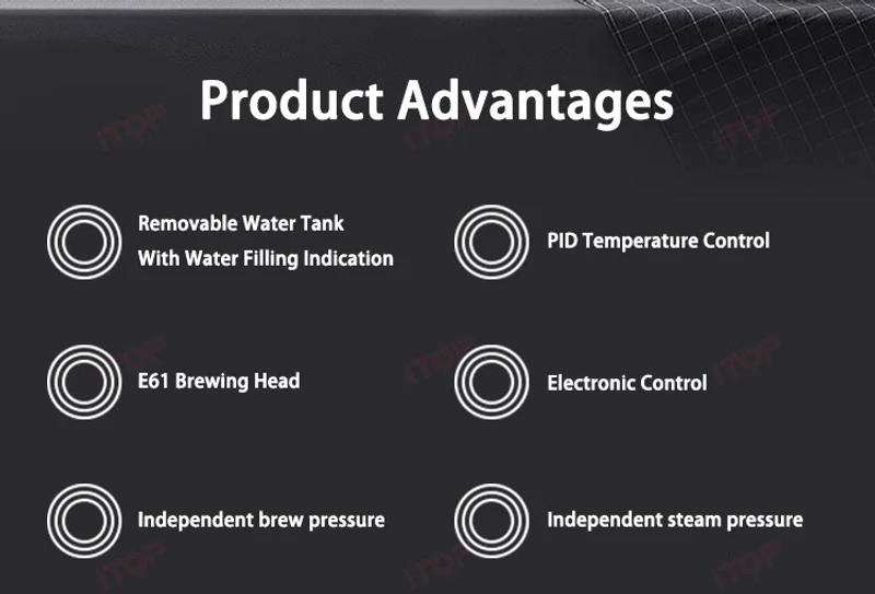 Description Picture 3 of itemITOP CM-33 Commercial Espresso Coffee Maker Double Pumps and Double Boilers E61 Semi-automatic Coffee Machine 3100W 220V