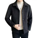 Trendy Men Outerwear Men's Thick Cardigan Jacket with Turn-down Collar Single-breasted Design Warm Pockets for Fall for Men