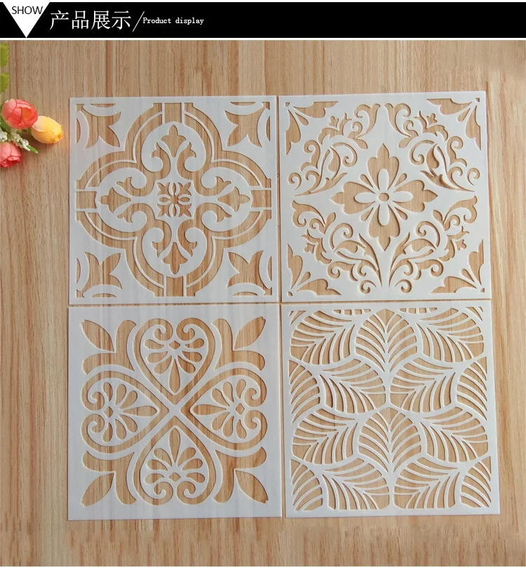 Description Picture 3 of itemDecorative Pattern Mandala Stencils Pretty Hollow Spray Painting Templates Durable Washable DIY Window Wall Decor Drawing Tool