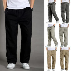Elastic Waist Cargo Pants Men's Spring Fall Cargo Pants with Elastic Waist Drawstring Casual Loose Fit with Large for Men