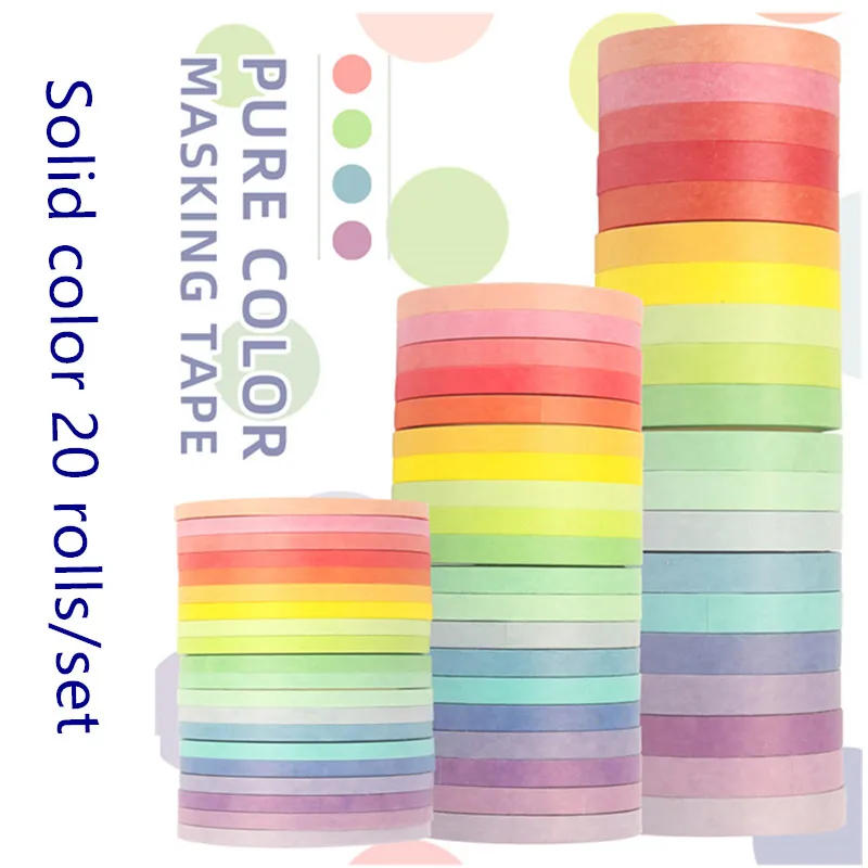 Description Picture 2 of item20 Rainbow Color Washi Tape Set Diy Scrapbooking Collage Material Decorative Masking Tape Japanese Stationery  School Supplies