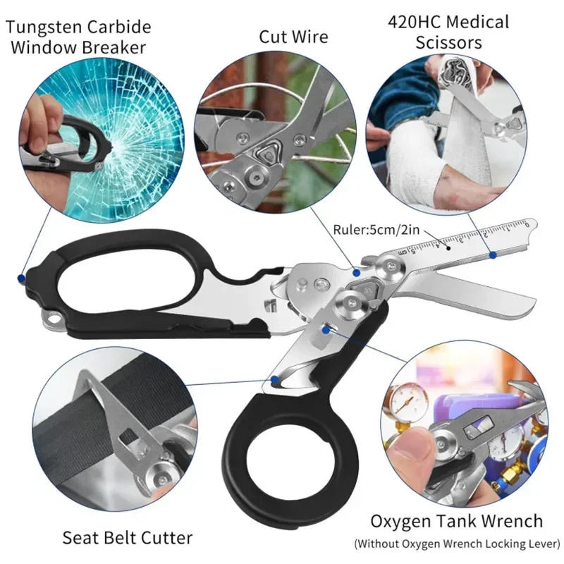 Description Picture 4 of itemOutdoor Survival Tool Medical Scissors Portable Multi-Purpose Scissors Raptors First Aid Expert Tactical Folding Scissors Set