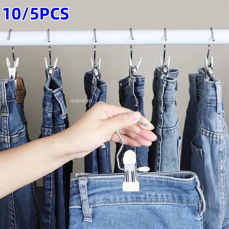 Description Picture 4 of itemStainless Steel Clothespins Laundry Clothes Pegs With Hook Pants Hanger Portable Hanging Clothes Clips Closet Clothes Organizer